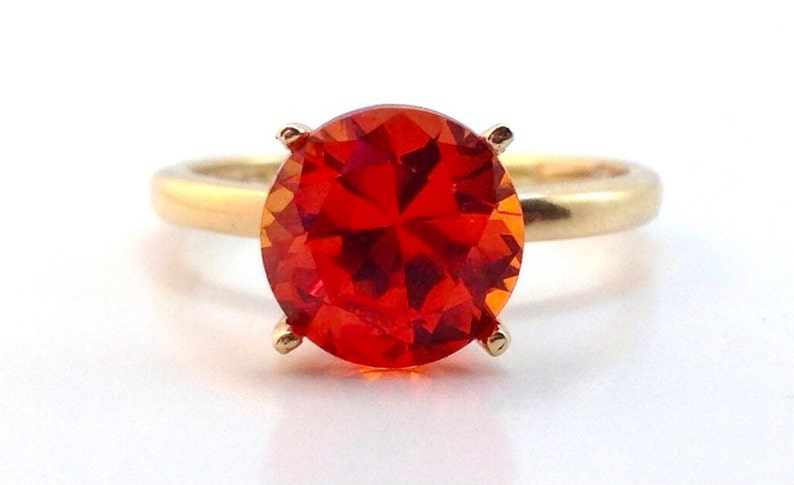 Orange Sapphire and Gold Ring, Engagement Ring, Promise Ring, Wedding Ring image 2