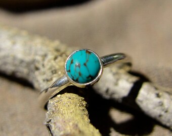 Turquoise and Sterling Silver Stacking Ring, Bridesmaid's Gift, December Birthstone