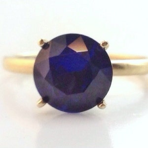 8mm Blue Sapphire and 14k Gold Solitare Ring, Engagement Ring, September Birthstone, Wedding Ring image 4