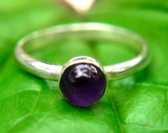 Amethyst Ring with Silver, Silver Stacking Ring with Amethyst Gemstone, February Birthstone, Bridesmaids Gifts, Abish Jewelry Works