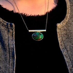 Zen Green Agate Pendant Solid Sterling Silver Necklace image 3