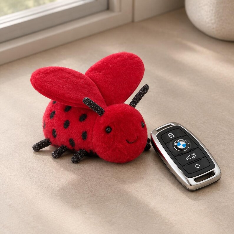 Large Red Button Clicker Jellycat Black-spotted Red Ladybug Plush, Nature-themed Gift for ...