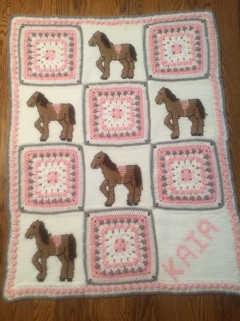 Crochet Baby Blanket Horses Etsy