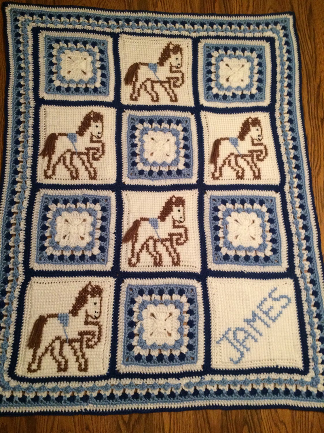 Crochet Baby Blanket Horses Etsy