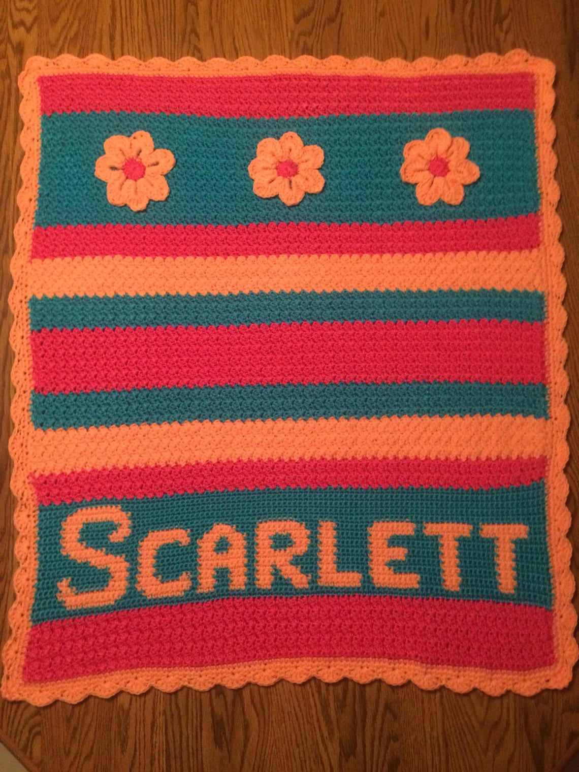 Crochet Personalized Baby Blanket Etsy