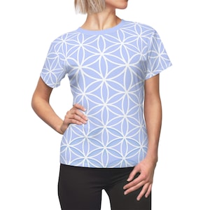 Lilac Flower of Life Tee: Women&#39;s Patterned Polyester T-Shirt