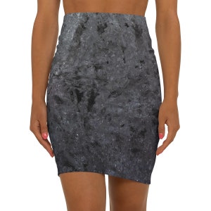 Women&#39;s Ice Galaxy Mini Skirt: Black & White Stretch Print