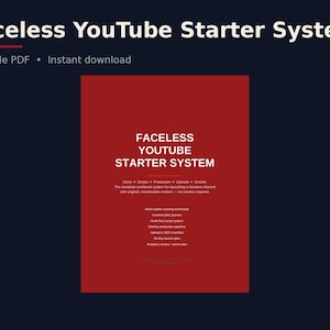 Système de démarrage YouTube sans visage — Planificateur de lancement de chaîne, Modèles de scripts Hook-First, Checklist SEO, Plan sur 30 jours