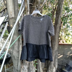 Shirred-waist linen Top, Loose Fit