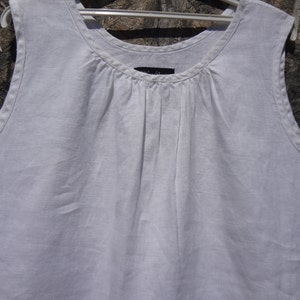 100% Linen  neck shirring tank, loose fit,