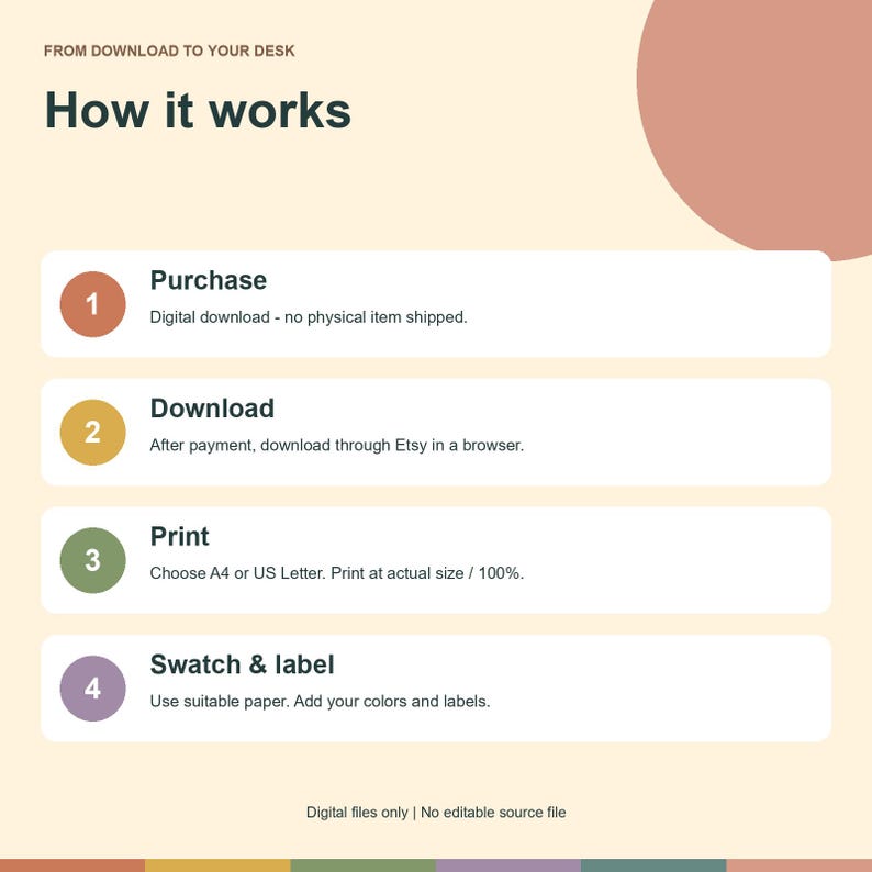 Color Gradient Swatch Chart Printable PDF, 4 Blank Layouts, A4 and US ...