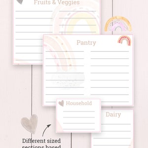 Grocery List - Printable Rainbow Half Sheet Organized Grocery List - Etsy