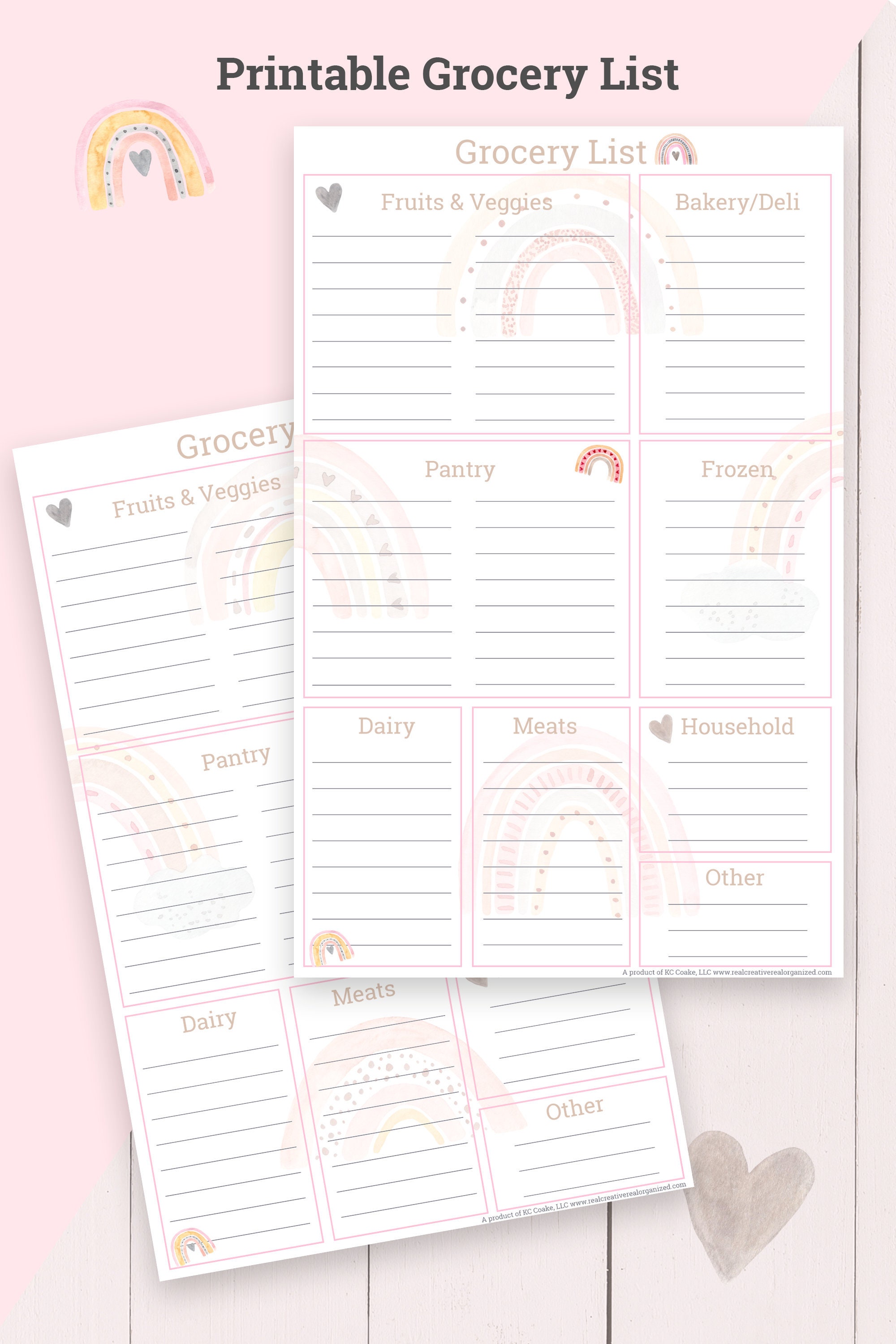 Grocery List - Printable Rainbow Half Sheet Organized Grocery List - Etsy