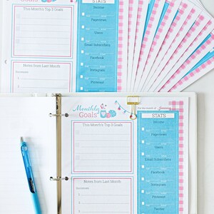 Blog Planning Blog Planner, Goal Planner, and Social Tracker Monthly Goal Planner Yearly Goal Planner image 7