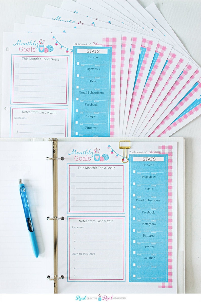 Blog Planning Blog Planner, Goal Planner, and Social Tracker Monthly Goal Planner Yearly Goal Planner image 7