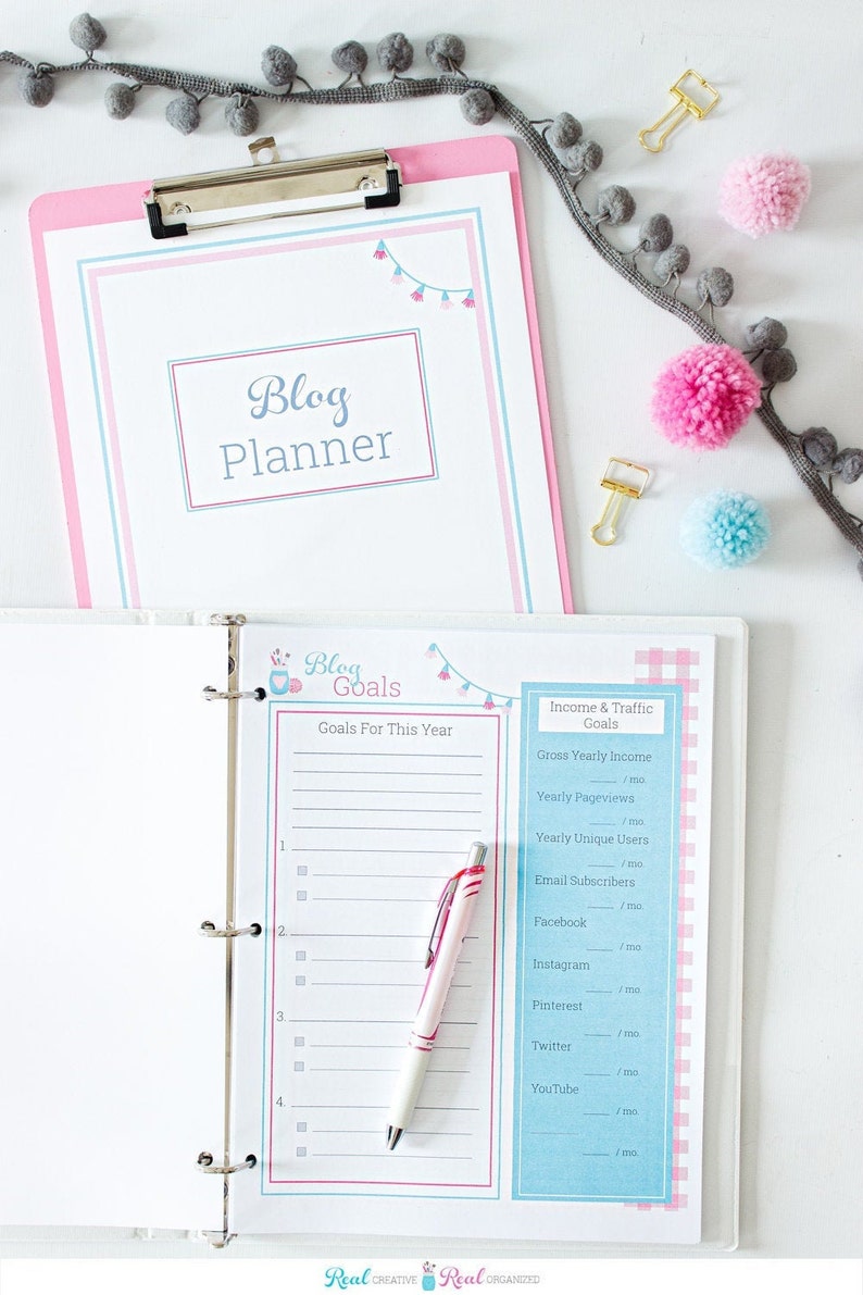 Blog Planning Blog Planner, Goal Planner, and Social Tracker Monthly Goal Planner Yearly Goal Planner image 2