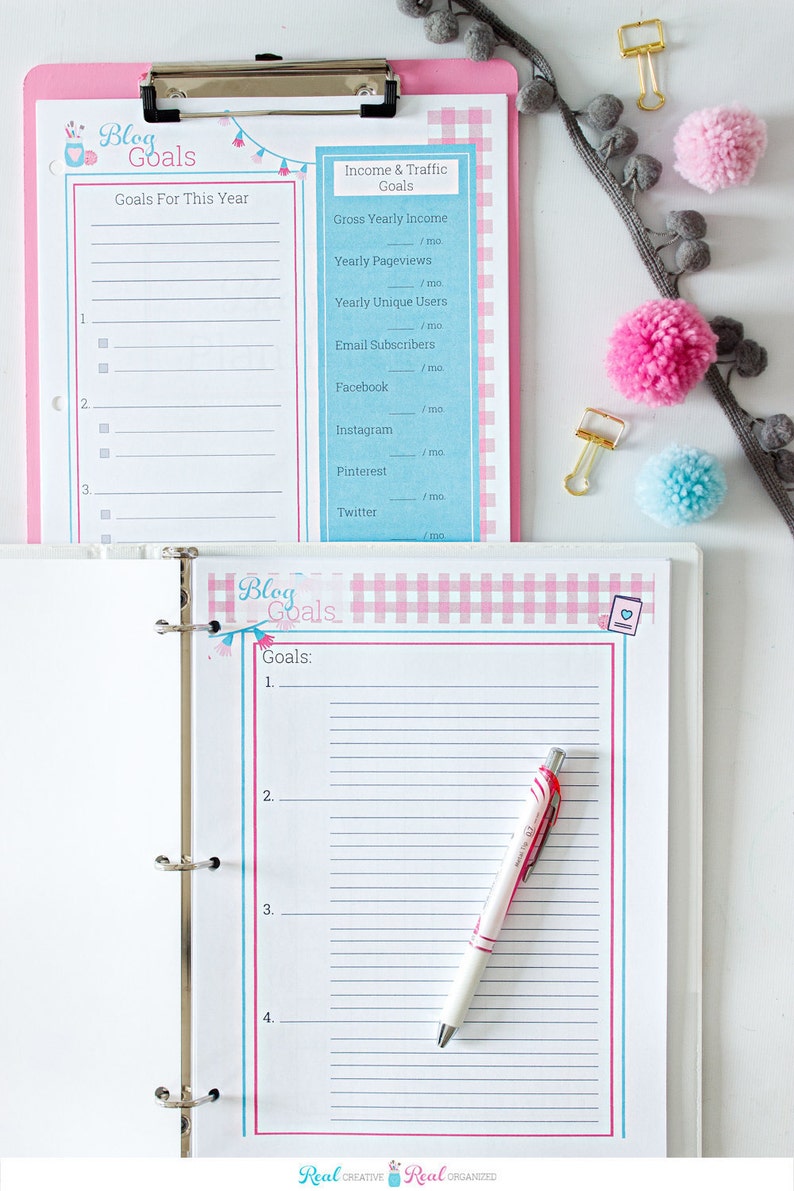 Blog Planning Blog Planner, Goal Planner, and Social Tracker Monthly Goal Planner Yearly Goal Planner image 3