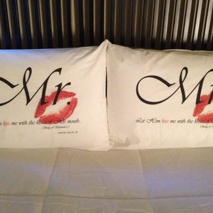 Mr. & Mrs. Pillowcase Set Let Him kiss me with the kisses of His mouth. Song of Solomon 1:2 image 2