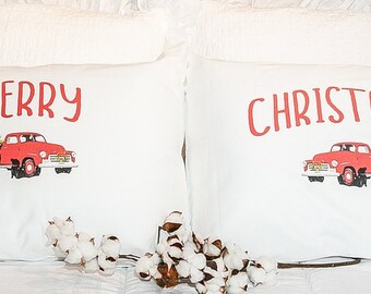 Merry Christmas Red Truck  Pillowcase set