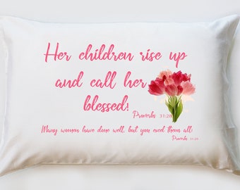 Proverbs 31:28-29 with flower design