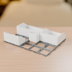 Slanted Gridfinity Bins & Snap Baseplates for IKEA Alex Drawers - STL Digital File for 3D Printing