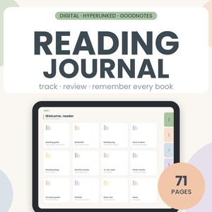 Digital Reading Journal, Book Tracker for GoodNotes, Reading Log, Book Review Template, Reading Bingo, Bookshelf Tracker, iPad Book Journal