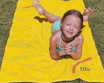 Softball Beach Personalized Towel