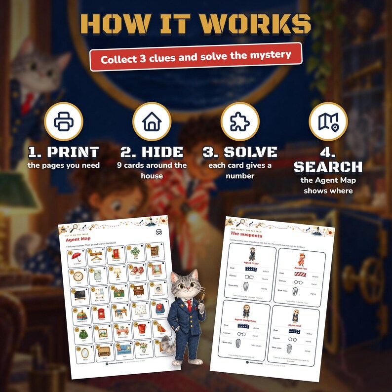 Printable Spy Escape Room for Kids Ages 7-12, Two Difficulty Levels, Secret Agent Mission & Treasure Hunt at Home image 7