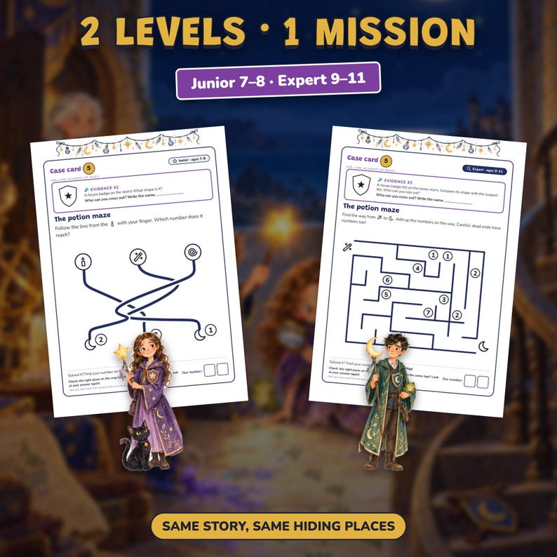 Printable Wizard School Escape Room for Kids Ages 7-11, Two Difficulty Levels, Magic Mystery Game & Treasure Hunt at Home image 9