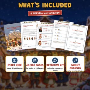 Advent Calendar for Kids Printable, 24 Day Christmas Mystery Game, Detective Countdown Ages 6-10, 2 Levels, Paper Calendar to Build image 12