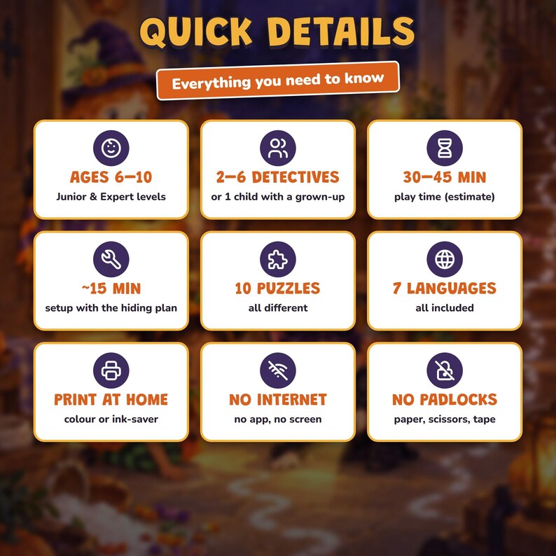 Printable Halloween Escape Room for Kids Ages 6-10, Two Difficulty Levels, Halloween Mystery Game & Treasure Hunt at Home image 5