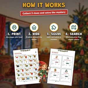 Printable Christmas Escape Room for Kids Ages 6-10, Two Difficulty Levels, Christmas Mystery Game & Treasure Hunt at Home image 7