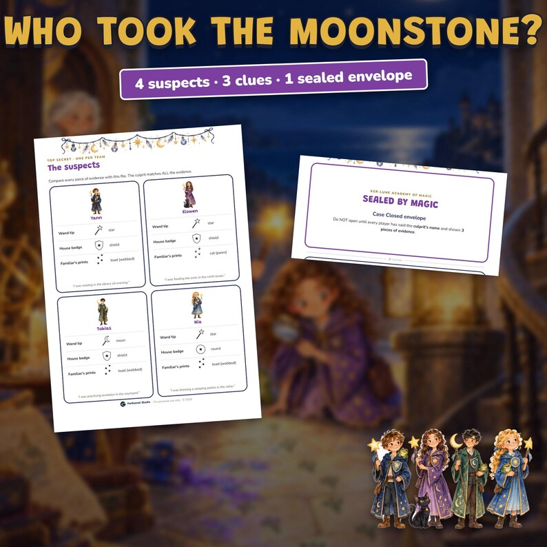 Printable Wizard School Escape Room for Kids Ages 7-11, Two Difficulty Levels, Magic Mystery Game & Treasure Hunt at Home image 10