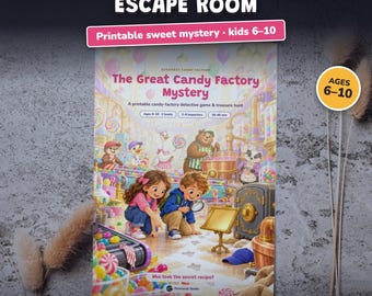 Candy Factory Escape Room for Kids Printable, Ages 6-10, Two Difficulty Levels, Candy Party Game, Treasure Hunt & Mystery Game
