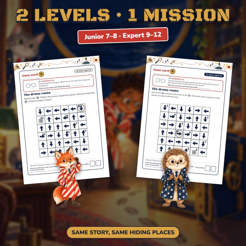 Printable Spy Escape Room for Kids Ages 7-12, Two Difficulty Levels, Secret Agent Mission & Treasure Hunt at Home image 9