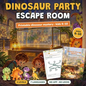 Anniversaire Dinosaure Jeu à Imprimer, Escape Game Enfant 6-10 Ans, Fête Dinosaures, Jeu d'Enquête et Chasse au Trésor Maison, 2 Niveaux image 4