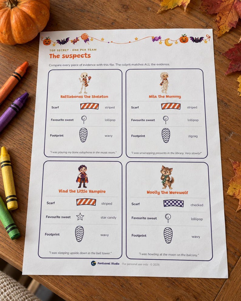 Printable Halloween Escape Room for Kids Ages 6-10, Two Difficulty Levels, Halloween Mystery Game & Treasure Hunt at Home image 2