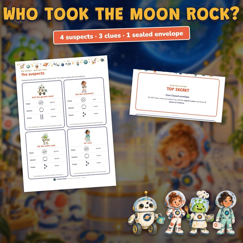 Space Birthday Party Game Printable, Kids Escape Room Ages 6-10, Two Levels, Outer Space Mystery & Treasure Hunt at Home image 10