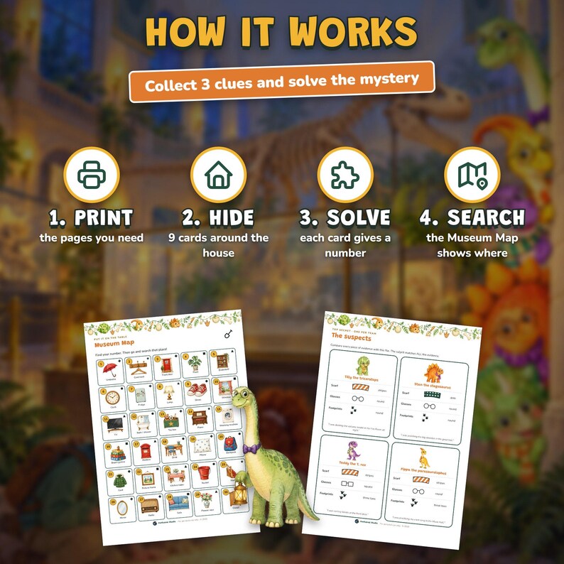 Anniversaire Dinosaure Jeu à Imprimer, Escape Game Enfant 6-10 Ans, Fête Dinosaures, Jeu d'Enquête et Chasse au Trésor Maison, 2 Niveaux image 7