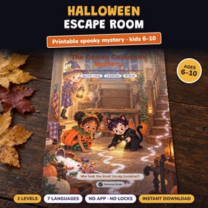 Printable Halloween Escape Room for Kids Ages 6-10, Two Difficulty Levels, Halloween Mystery Game & Treasure Hunt at Home image 1