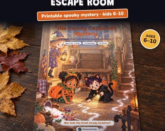 Caccia al Tesoro Halloween da Stampare Bambini 6-10 Anni, Escape Room Halloween, Gioco Investigativo con Due Livelli, Gioco di Halloween