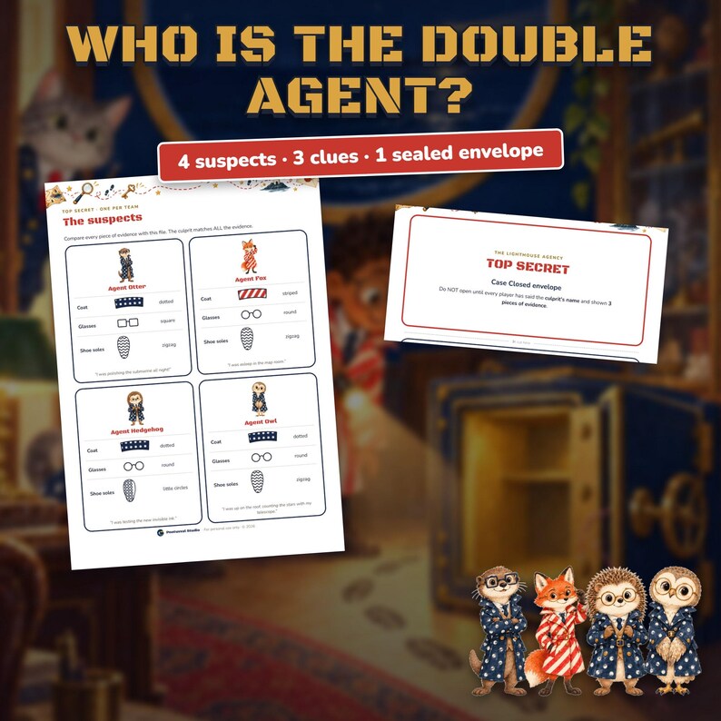 Printable Spy Escape Room for Kids Ages 7-12, Two Difficulty Levels, Secret Agent Mission & Treasure Hunt at Home image 10