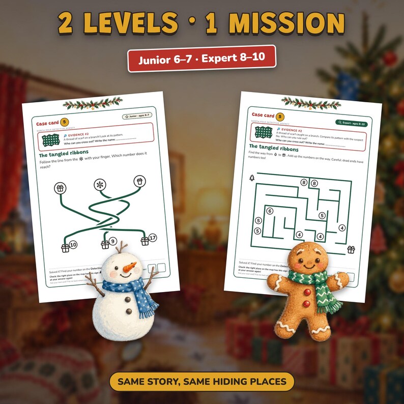 Printable Christmas Escape Room for Kids Ages 6-10, Two Difficulty Levels, Christmas Mystery Game & Treasure Hunt at Home image 9
