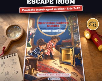 Escape Room Bambini da Stampare 7-12 Anni, Missione Agente Segreto, Caccia al Tesoro Spia, Due Livelli di Difficoltà, Gioco in Casa