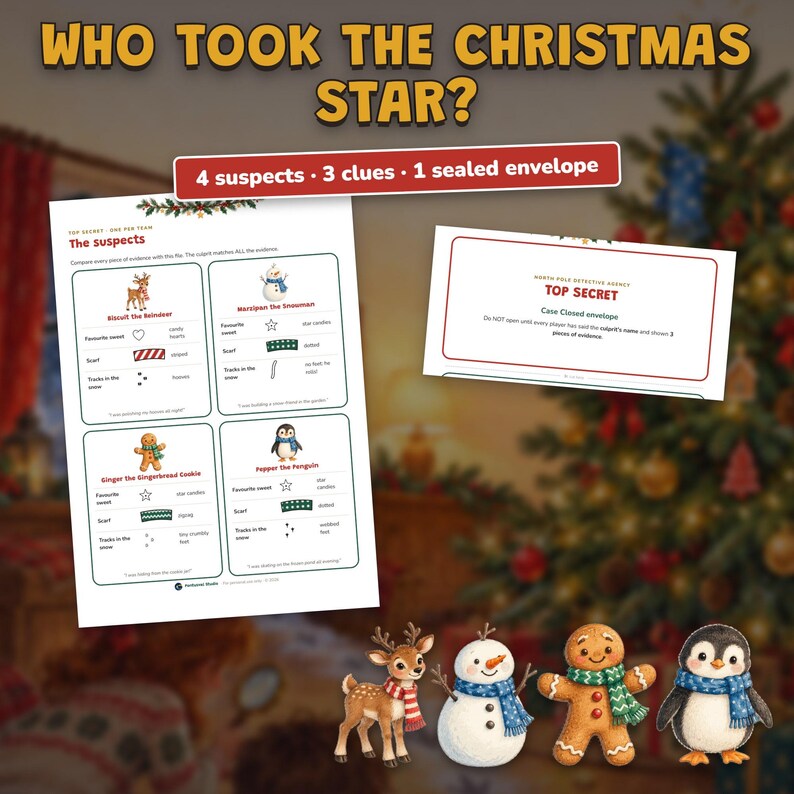 Printable Christmas Escape Room for Kids Ages 6-10, Two Difficulty Levels, Christmas Mystery Game & Treasure Hunt at Home image 10