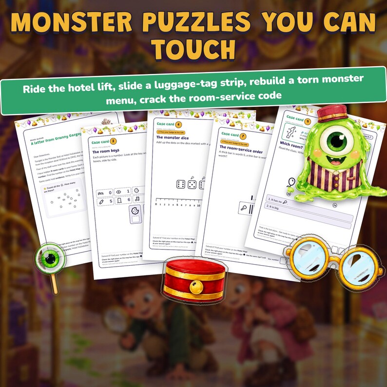 Monster Birthday Party Game Printable, Kids Escape Room Ages 6-10, Two Levels, Monster Mystery Game & Treasure Hunt at Home zdjęcie 8