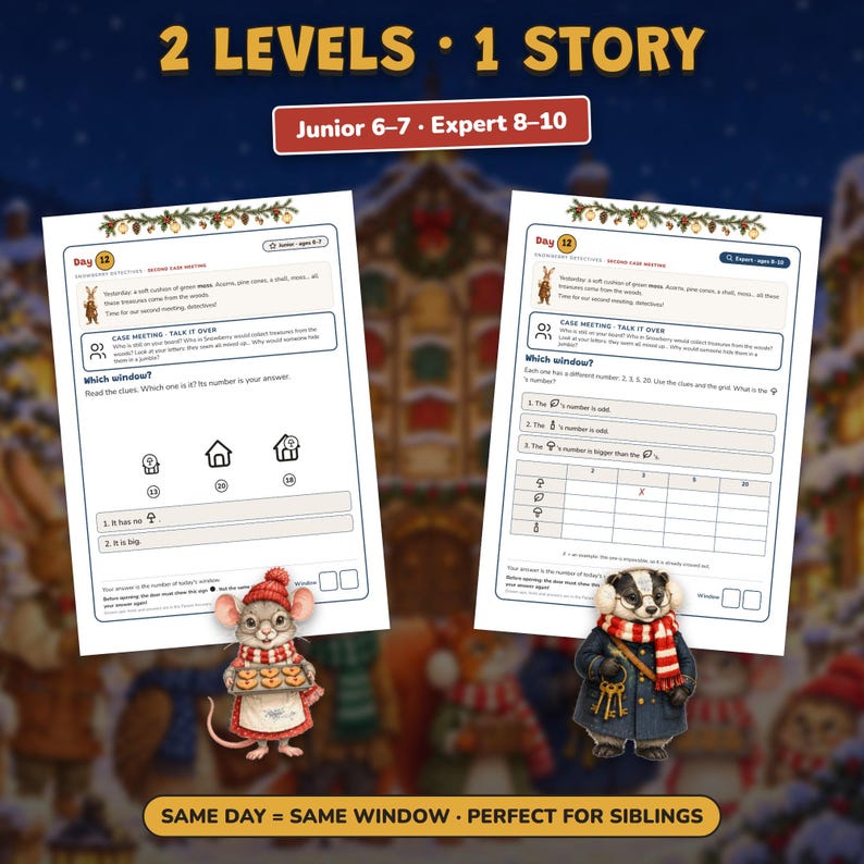 Advent Calendar for Kids Printable, 24 Day Christmas Mystery Game, Detective Countdown Ages 6-10, 2 Levels, Paper Calendar to Build image 9