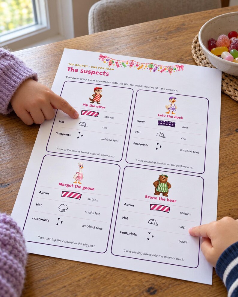Escape Room Stampabile Fabbrica di Caramelle per Bambini 6-10 Anni, Gioco Investigativo, Caccia al Tesoro Festa a Tema Caramelle, 2 Livelli immagine 2