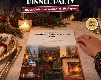 Juego de Misterio Imprimible, Cena con Asesinato Navidad Años 20, Fiesta de Misterio para Adolescentes y Familias, 6 a 10 Jugadores