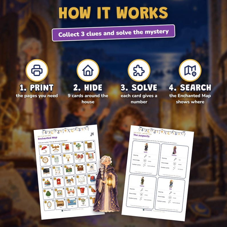 Printable Wizard School Escape Room for Kids Ages 7-11, Two Difficulty Levels, Magic Mystery Game & Treasure Hunt at Home image 7